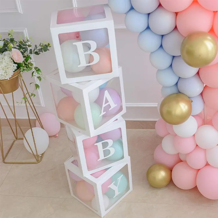 Support custom free sample baby shower gift party decorations transparent baby shower balloon box