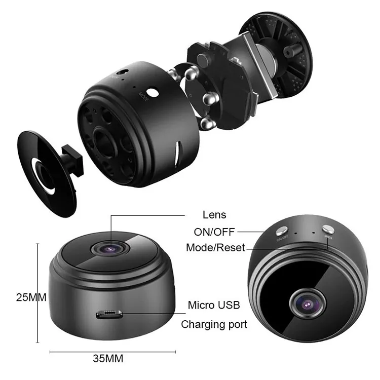 hot selling A9 full hd Built-in magnet wireless video wifi smart camera IP mini rechargeable wifi camera