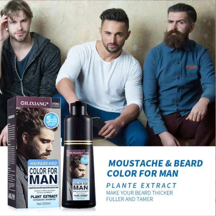 Natural Ingredients Instant Black Mustache And Beard Color Dye Shampoo Black