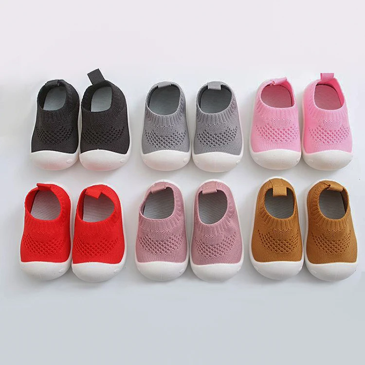 Babyhappy Wholesale Breathable Flying Woven Footwear Baby Kids Toddler Barefoot Walking Sock Shoes For Kids