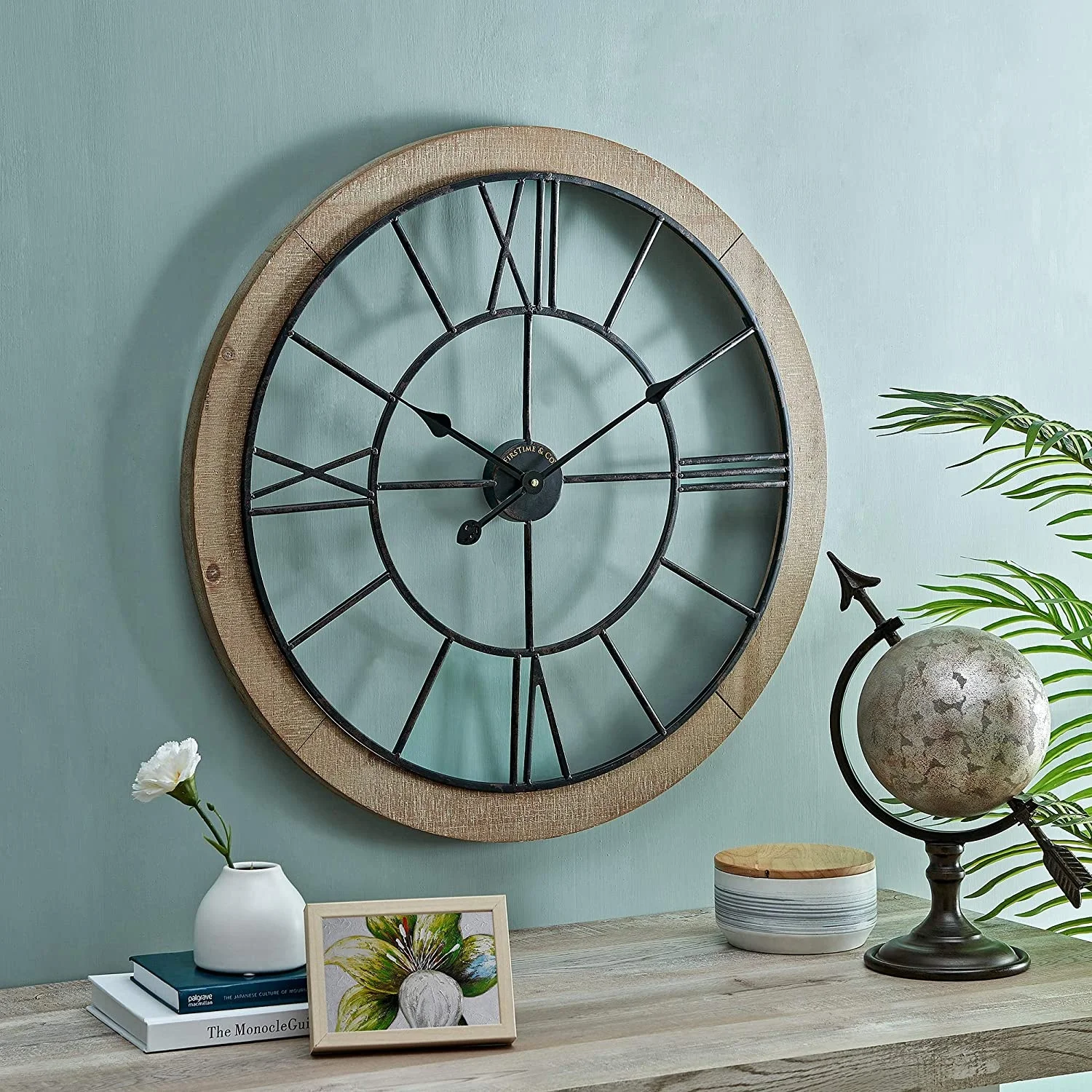 
27inch Timeworn Farmhouse Cottage Clock Oversized Rustic Wall Clock Decorative for Living room,bedroom,office 