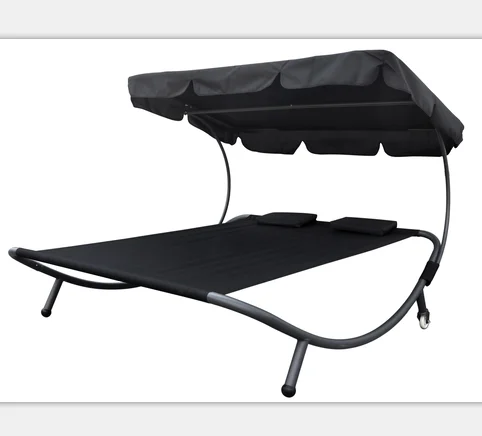 Современный стиль уличный патио складная кровать двойная шезлонг портативный гамак кровать с солнцезащитным козырьком