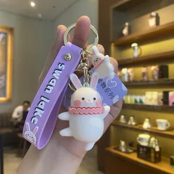 XNG Cute Silica Gel Ballet Bunny Bear Corgi Keychain Mini Bag Keyring For Couples Charm Keychain Man Car Accessorie Keyring