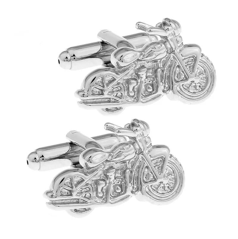 Wholesale Business Suit Fashion Accessory Silver Motorcycle Novelty Cufflinks Wedding Tuxedo Custom Mens Jewelry Set Brass Gift