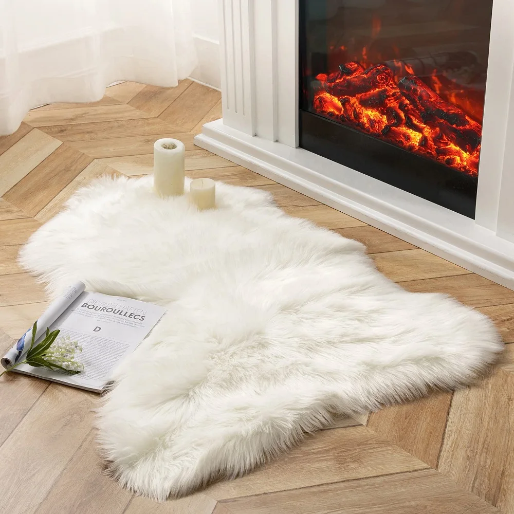 Long Hair Faux Fur Rabbit Rugs Shaggy Rugs For Living Room Bedroom