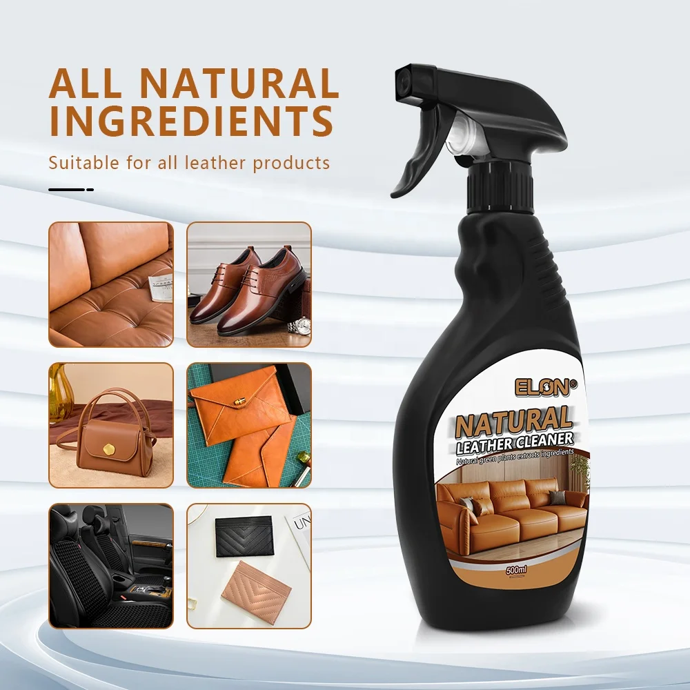 500ml Natural Formula Leather Cleaner Spray Liquid Sofa Handbag Car Leather Cleaning Kit with towel