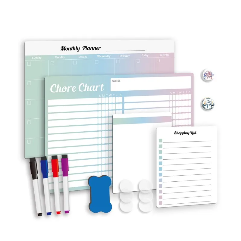 2023 magnetic business card fridge magnet high quality pet clear dry erase whiteboard magnetic calendar board for refrigerator