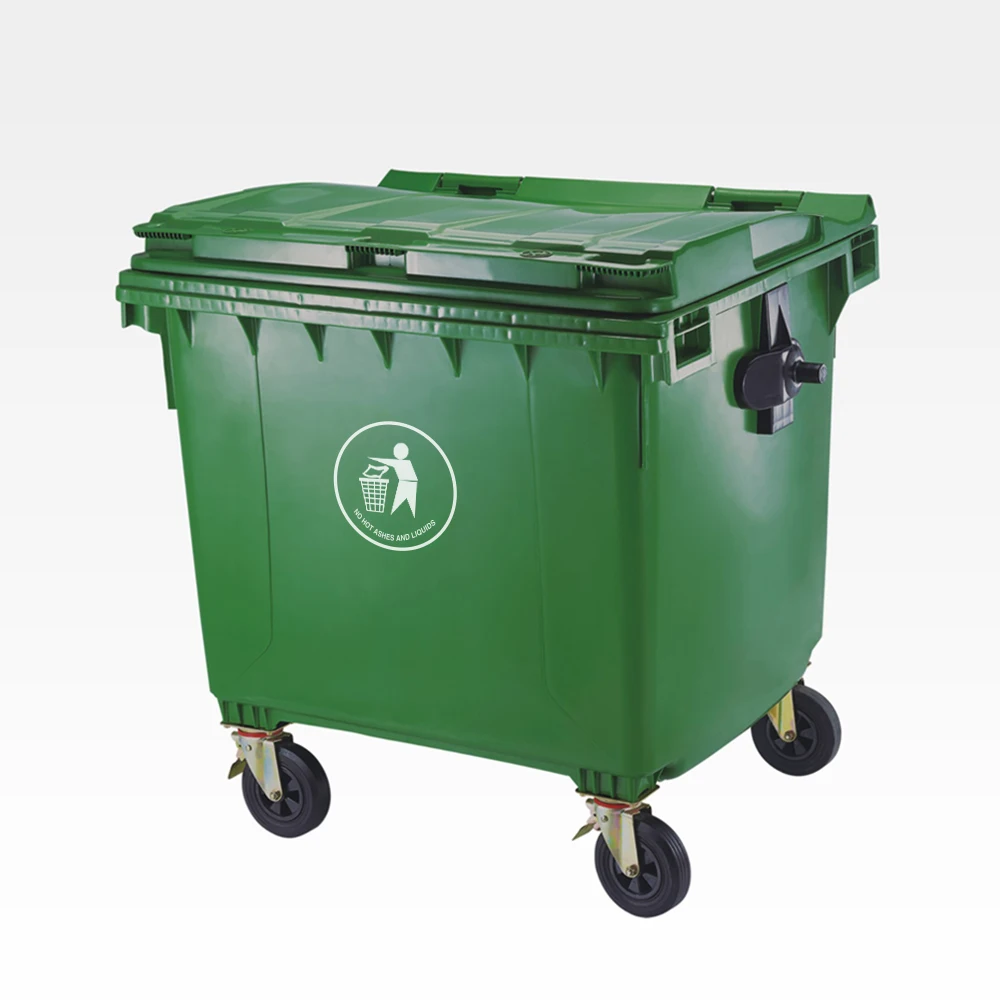 1100 L industrial 4 wheels garbage trash bin waste container