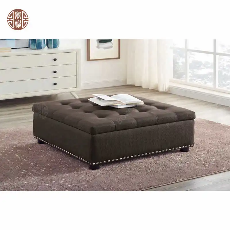 Storage Velvet Fabric Leather Footstool Ottoman Pouf Rangment For Hotel Home Use