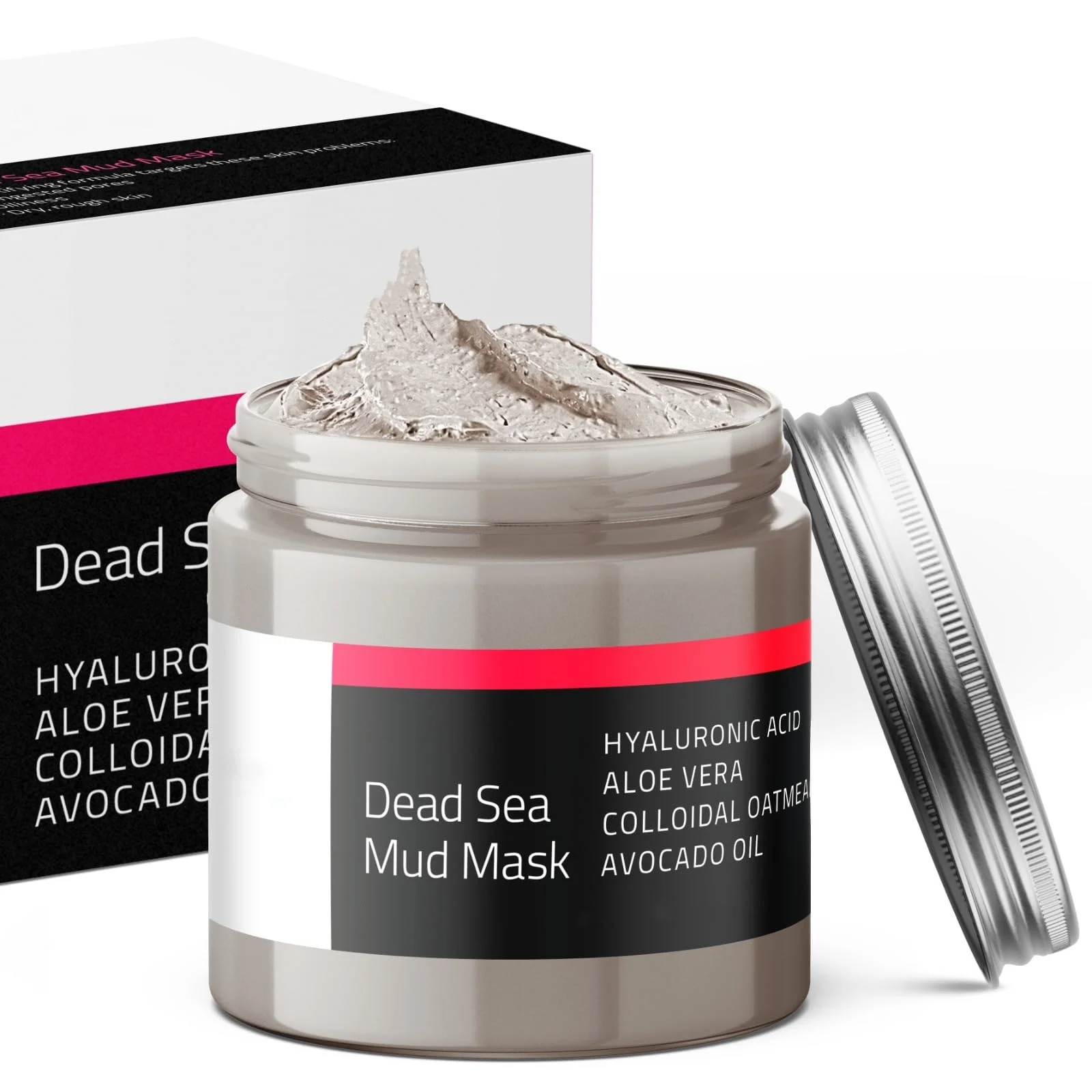 OEM Beauty Face Skin Care Avocado Oil Revitalizing Smoother Facial Magnetic Dead Sea Mud Mask With Hyaluronic Acid