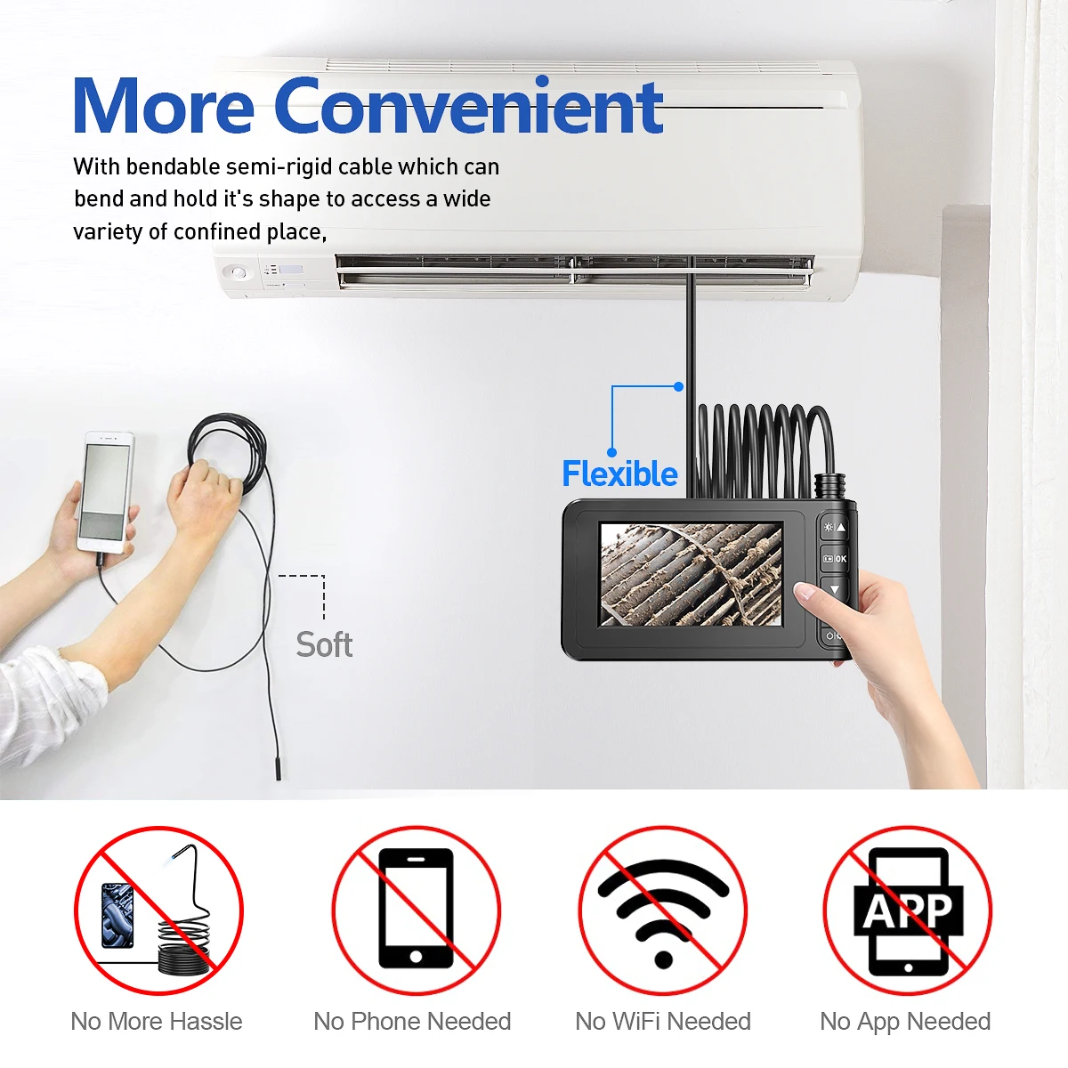 Model 129 8MM 10metres cable snake camera 4.3inch screen 1080P camera borescope endoscope
