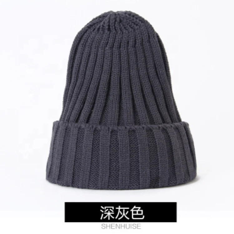 Женская шапка унисекс из смеси хлопка, однотонные теплые мягкие вязаные шапки в стиле хип-хоп, мужские зимние шапки, женские шапочки, облегающие шапки для девочек, оптовая продажа