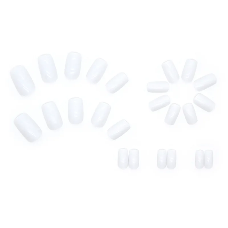 Medium Length Square Minimalist Solid Color Cream White Press On Nails 24PCS Wholesale