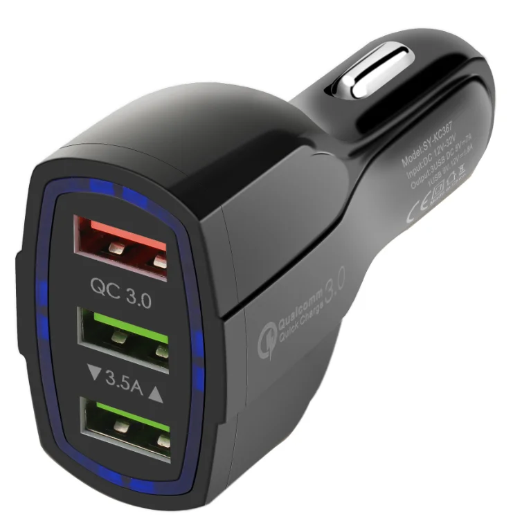 Несколько Автомобильное зарядное устройство интерфейсов QC3.0 Быстрая зарядка 3 порта Usb Автомобильное зарядное устройство для iPhone, Samsung, Xiaomi мобильного телефона для мобильного телефона ча