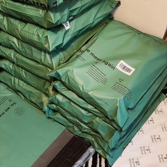 custom biodegradable compostable courier postal mail bags pink green waterproof poly shipping mailer bags for products shipping
