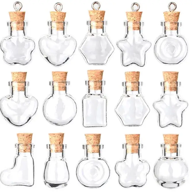 Decorative special shaped wishing gift custom mini glass bottles with cork