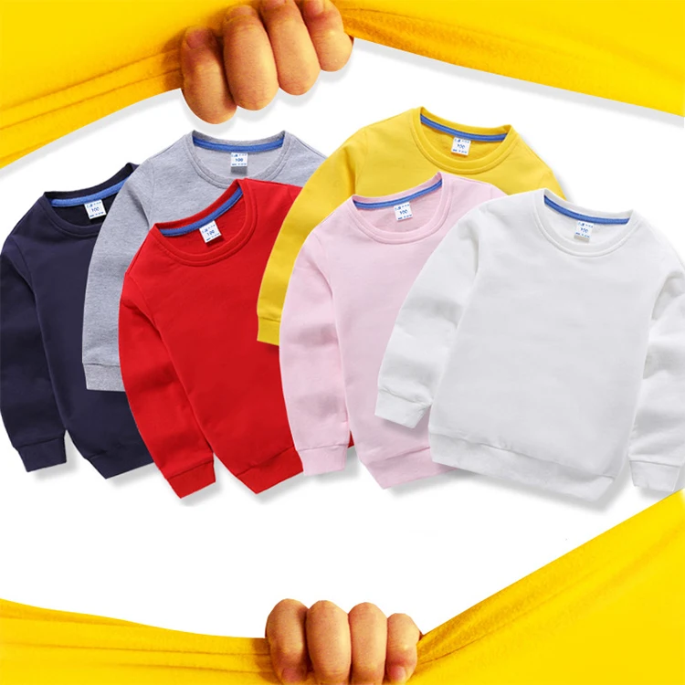 2022 kids clothes Custom logo toddler boys hoodies sweatshirts solid color oversized pullover terry cotton kids sweatshirt