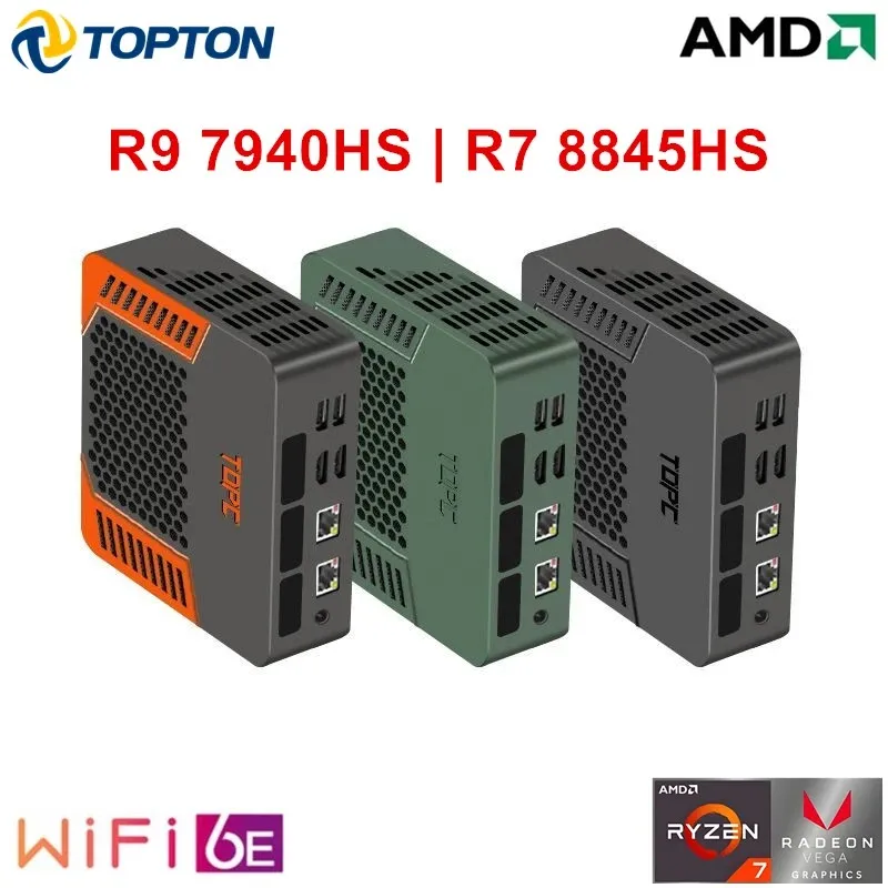 Новый дешевый мини-ПК TOPC AMD R9 7940HS R7 8845HS USB4.0 Dual LAN настольные компьютеры 2xDDR5 PCIe4.0 Win11 Карманный игровой мини-компьютер WiFi6E
