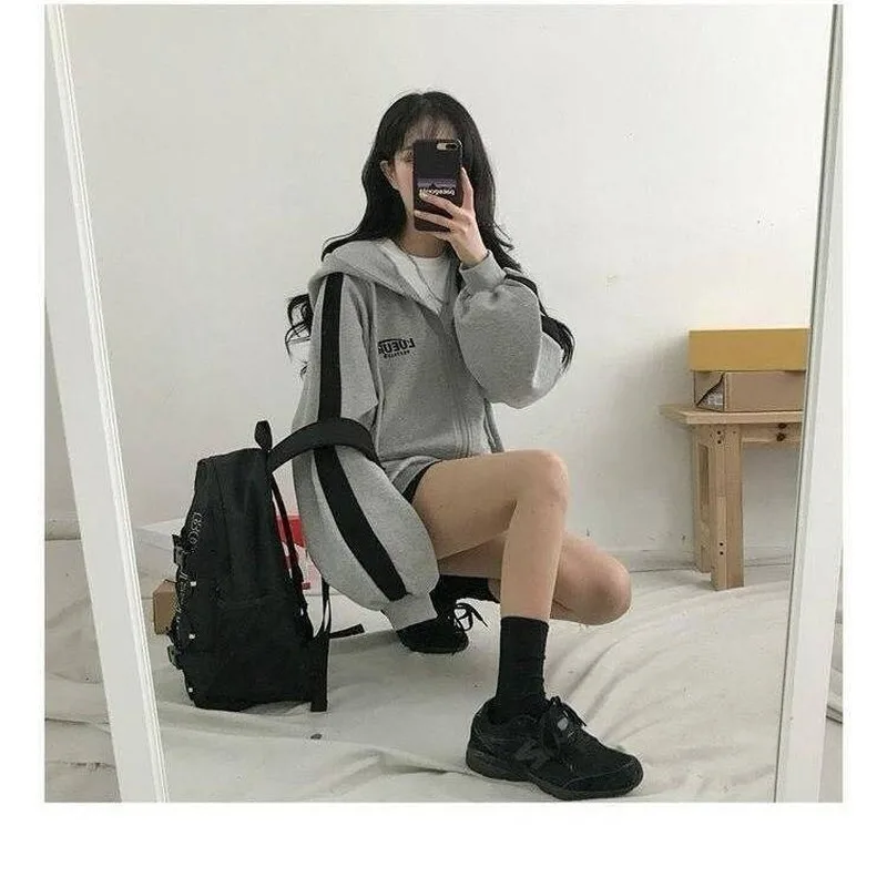 Zip Up Sweatshirt Women Long Sleeve Hoodies for Women Spring 2021 Fashion Korean Oversized Zipper Hoodie Casual Sweatshirt