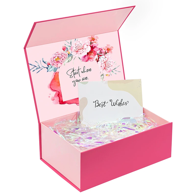 Luxury Custom Printing Rigid Folding Black Paper Packaging Magnet Closure Lid Cardboard Foldable Magnetic Gift Box with Logo