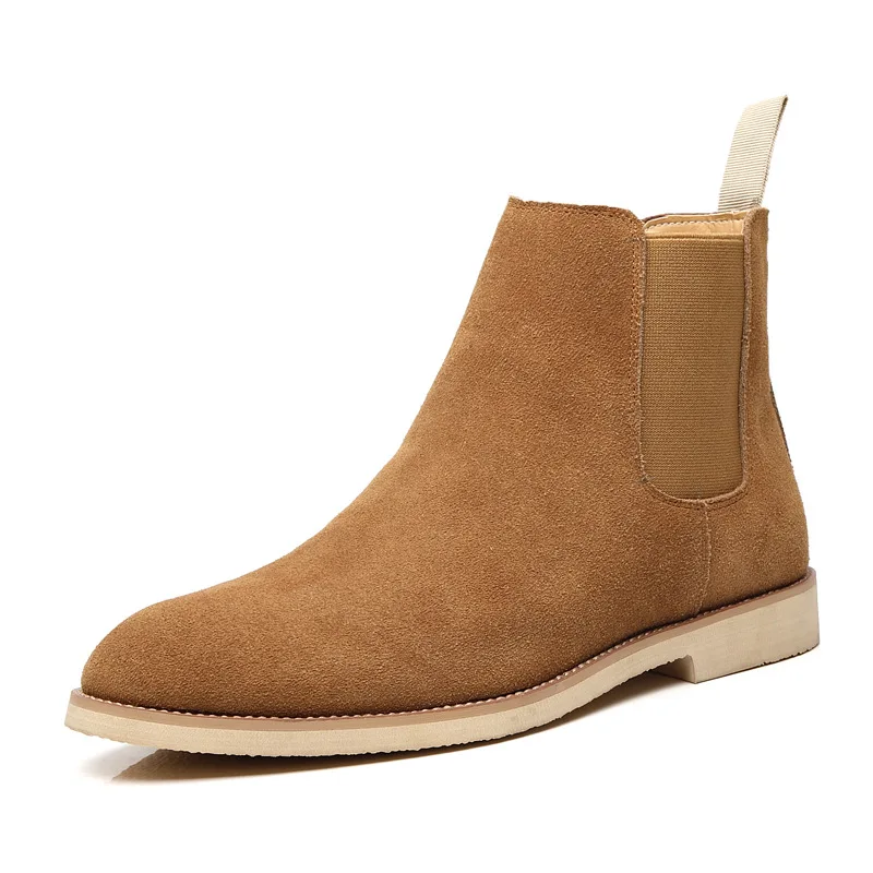 Autumn Winter High Quality Point-toe Ankle Boot British Style Genuine Leather Leather Men Chelsea Boots