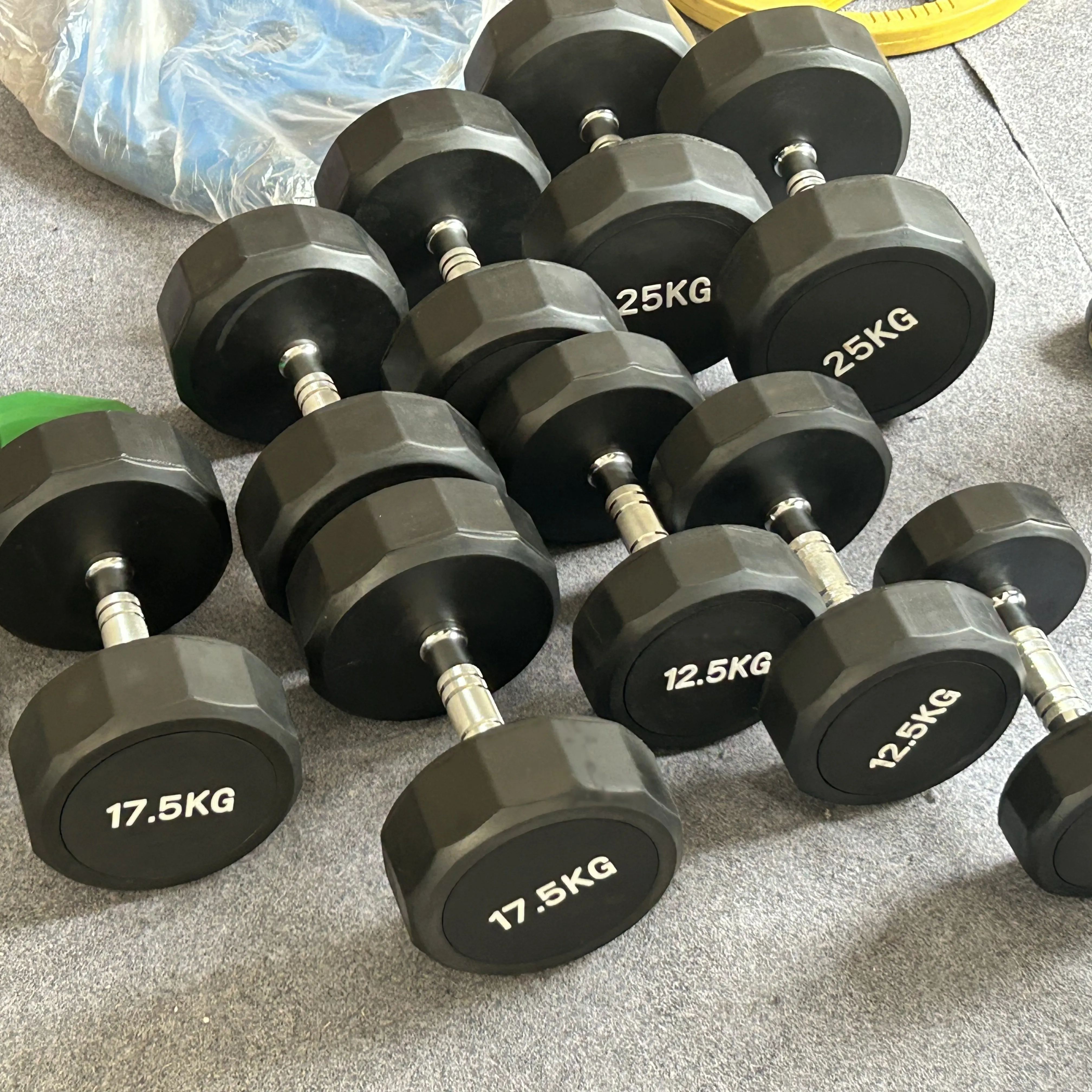 Eako sports gym home use 2.5kg-50kg free weights 12 sides rubber dumbbells
