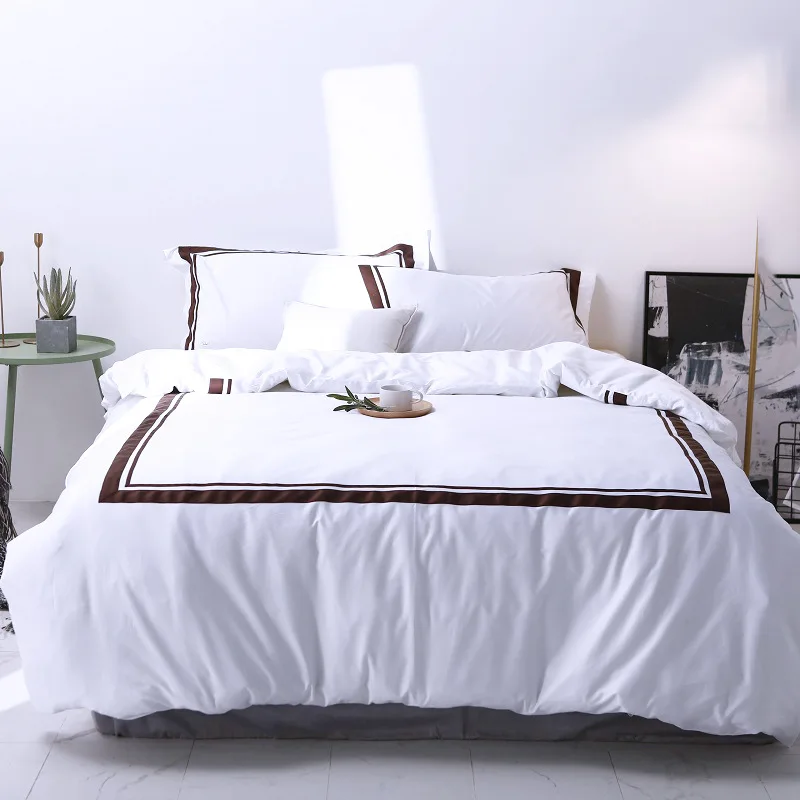 Wholesale Hotel Bed Linen Bedding Set 100% Egyptian Cotton Bed Sheet With duvet cover sets   cotton sheet sets