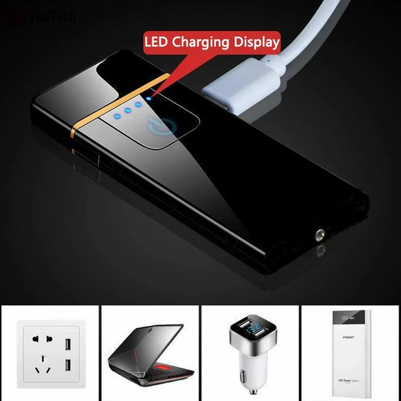 Портативные USB электрические Зажигалки ветрозащитные перезаряжаемые сенсорные аксессуары для сигарет электрическая зажигалка