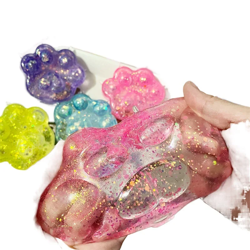 Wholesale Cute Crystal Cat Claw TPR Squeeze Toys Stress Relief Fidget Toys for Kids and Adult