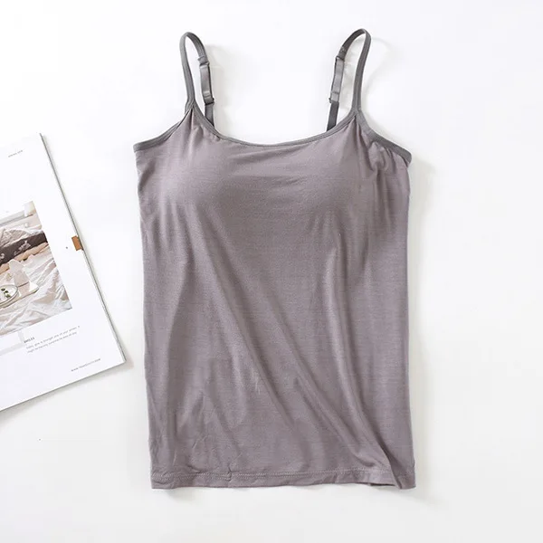 Women  Basic Slim Fit Yoga Vest  Woman Soft Camisole with  Bra Padded Women Camis