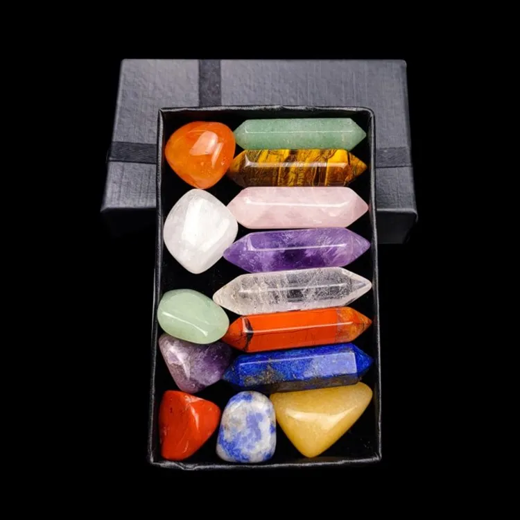 Chakra Healing Stone Set Reiki Yoga Meditation Healing Balancing Irregular Crytal 7 Chakra Kit With Gemstones Pendant Necklace
