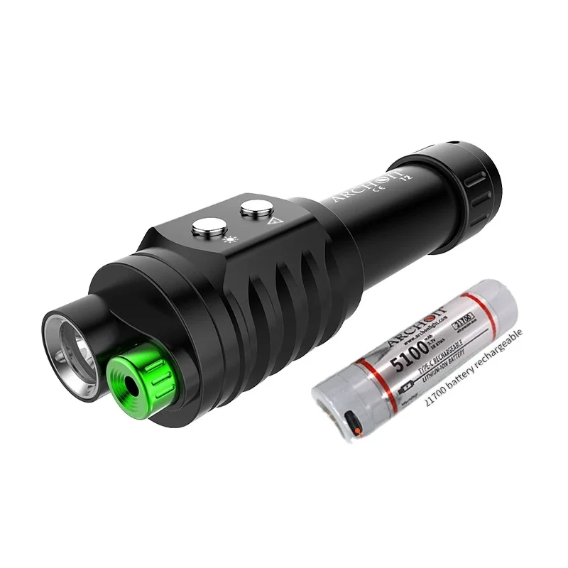 2in1 Diving Flashlight Dive Green Laser Pointer Lights Scuba Diver lantern Lamp USB Charging 21700 Battery 100M Waterproof Torch