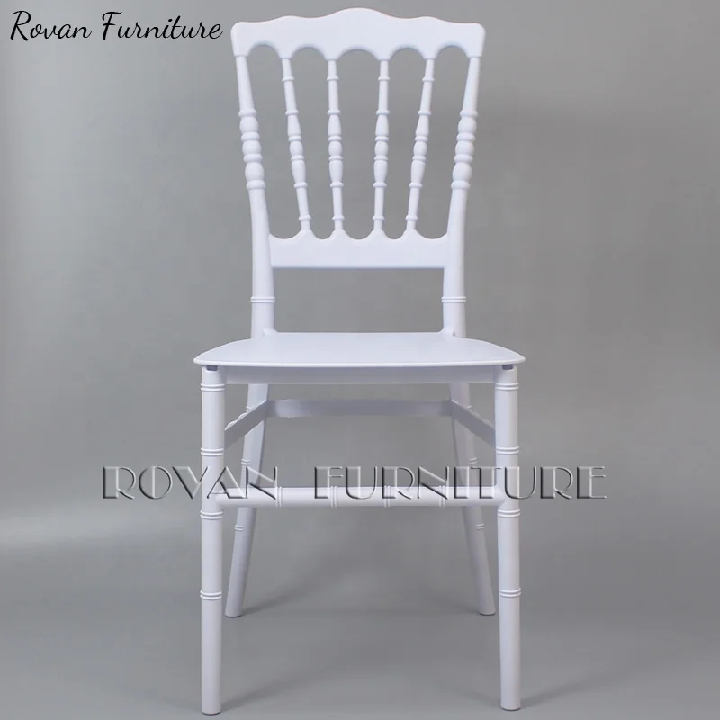 Outdoor pp resin waterproof white plastic royal napoleon chair for wedding events plastic stacking chair