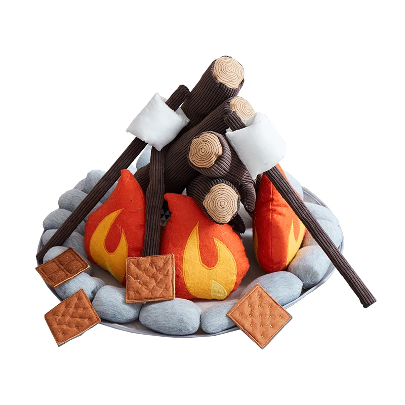 Asweets 17 Pcs Indoor Outdoor Handmade Plush Felt Campfire Toys Pretend Play Camp Fire
