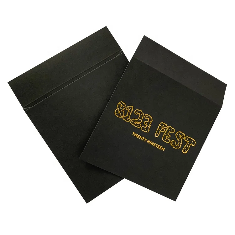 PE-23 OEM логотип под заказ штамп из золотой фольги черная крафт-бумага карточка конверт рукав Бизнес чеков упаковочный конверт