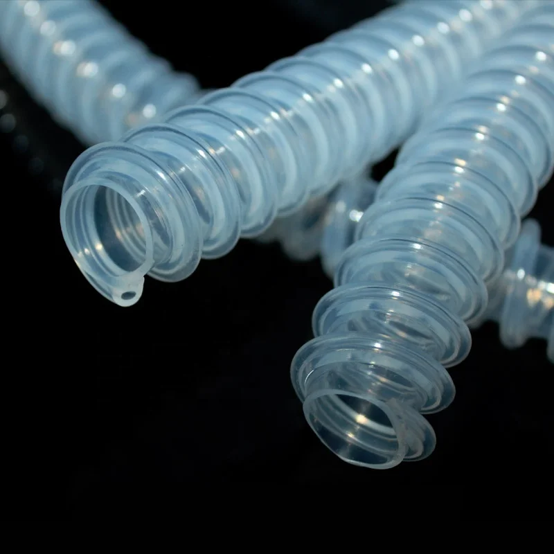 Transparent bellows pipe silicone rubber medical corrugated tube silicone breathing tube hose for breathing machines