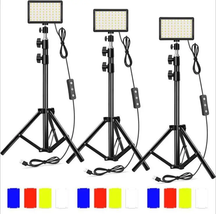 LED Video Photographic Light 4 Color Filter Dimmable Panel Light Photo Studio Live Stream Fill in Light