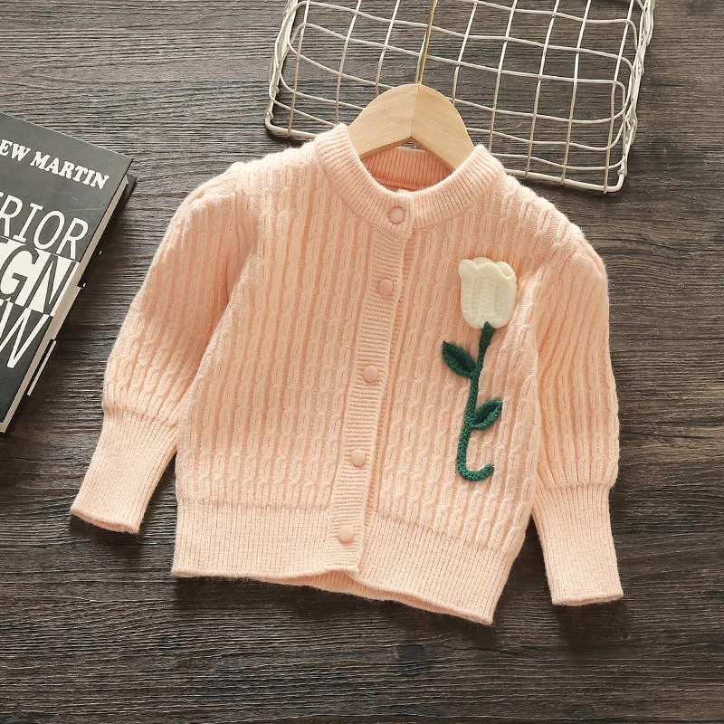 2024 Autumn New OEM / ODM Colorful Long Sleeve Loose Baby Sweaters Pullover Child Girls Baby Kids Knitted Sweater Top