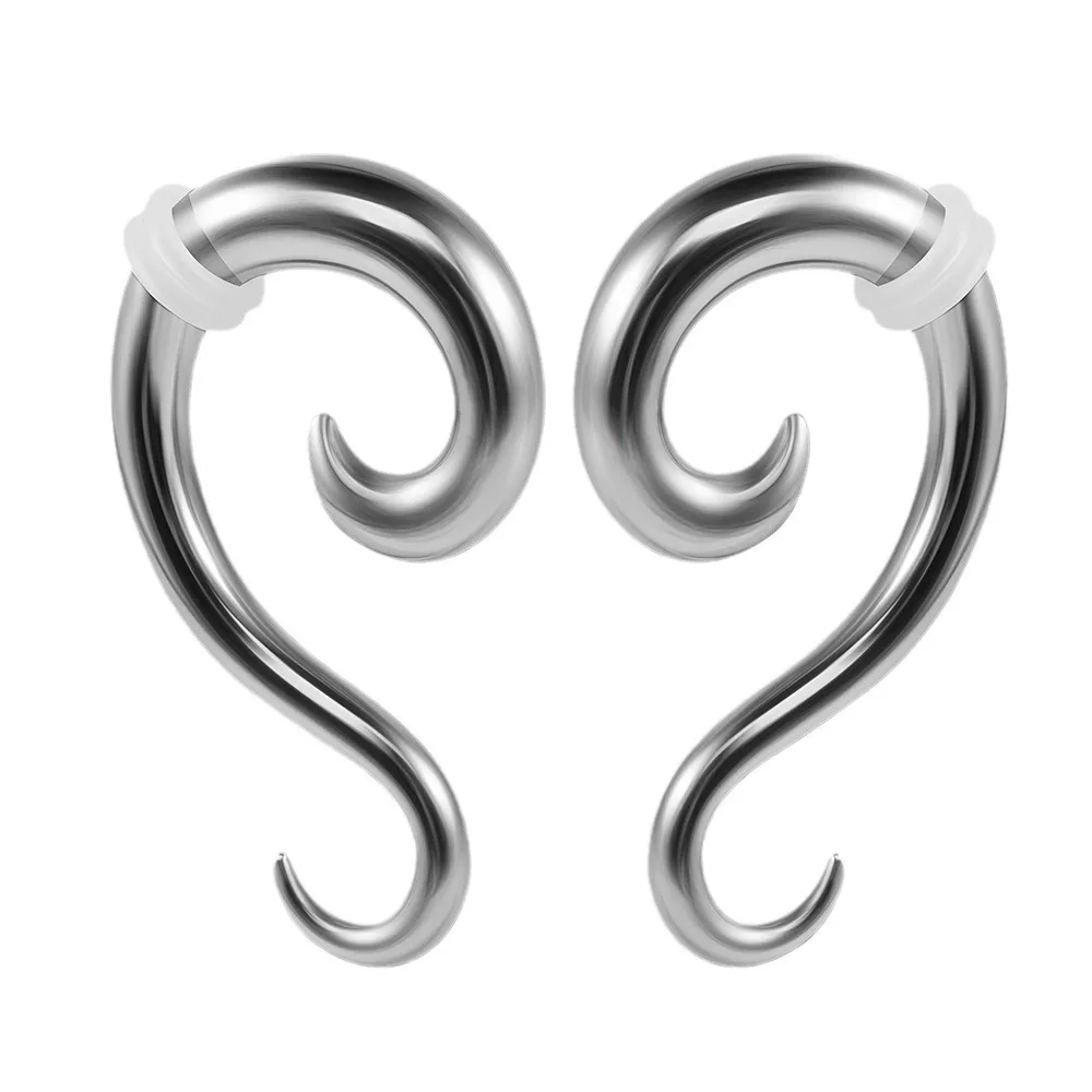 NUORO Wholesale Surgical Steel Spiral Earrings Silver Color 1.6-10MM Stretcher Expander Spiral Snail Ear Gauge Plugs Earring
