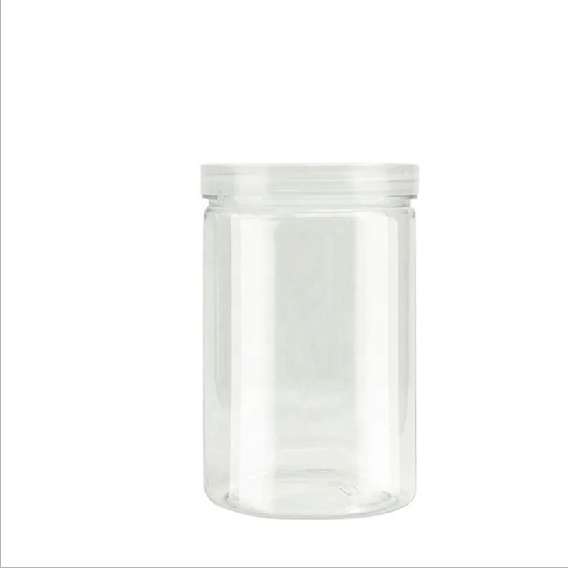 food grade plastic cans aluminum cap plastic storage jars with lids for snack Plastic Food Storage Clear Cookie Round Jar