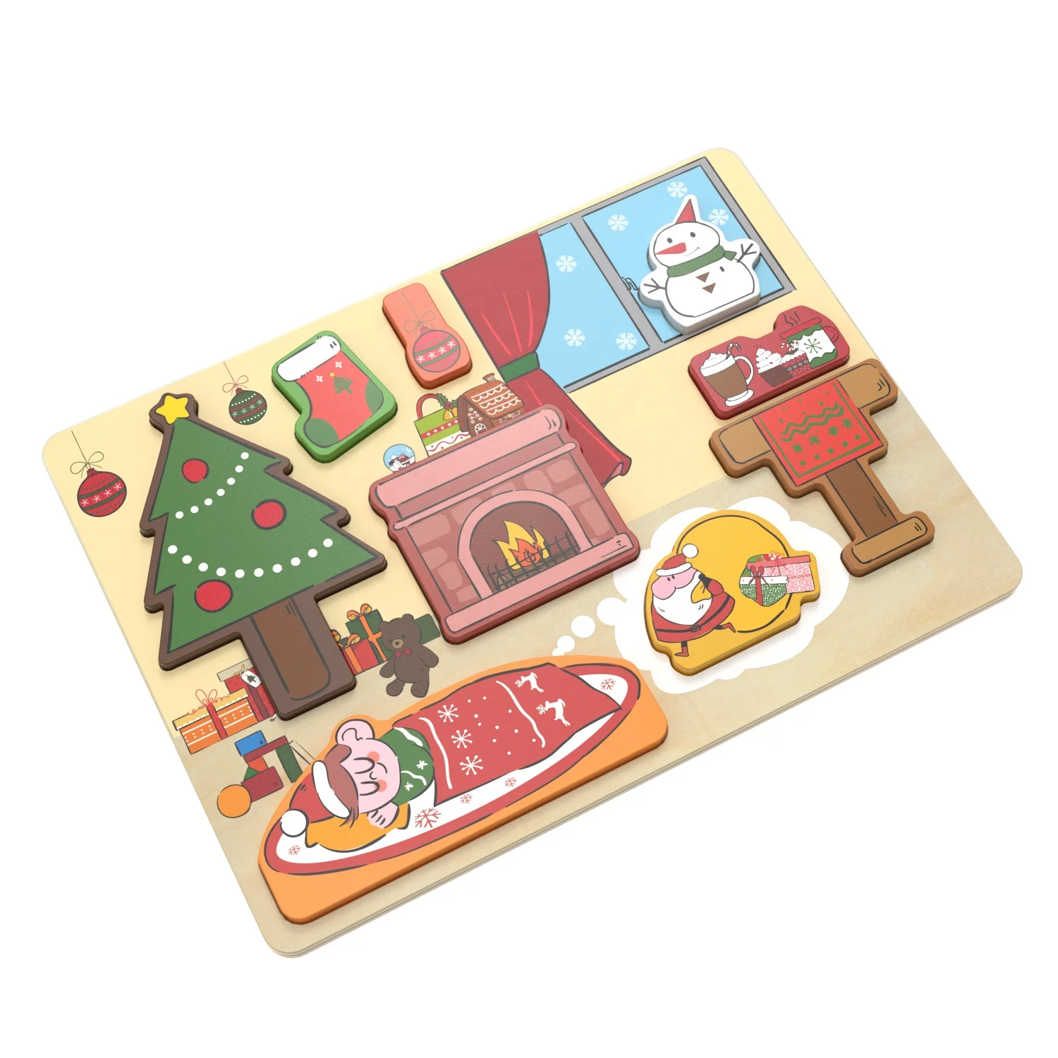Children Educational Toys Puzzle Jigsaw Wooden Toys Montessori Early Learning Christmas Puzzle Toys