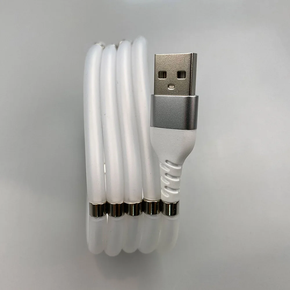 Jianhan Hot sell Portable Easy-coil charging cable Self-Winding magnetic cable For Mobile Micro TYPE C for X 11