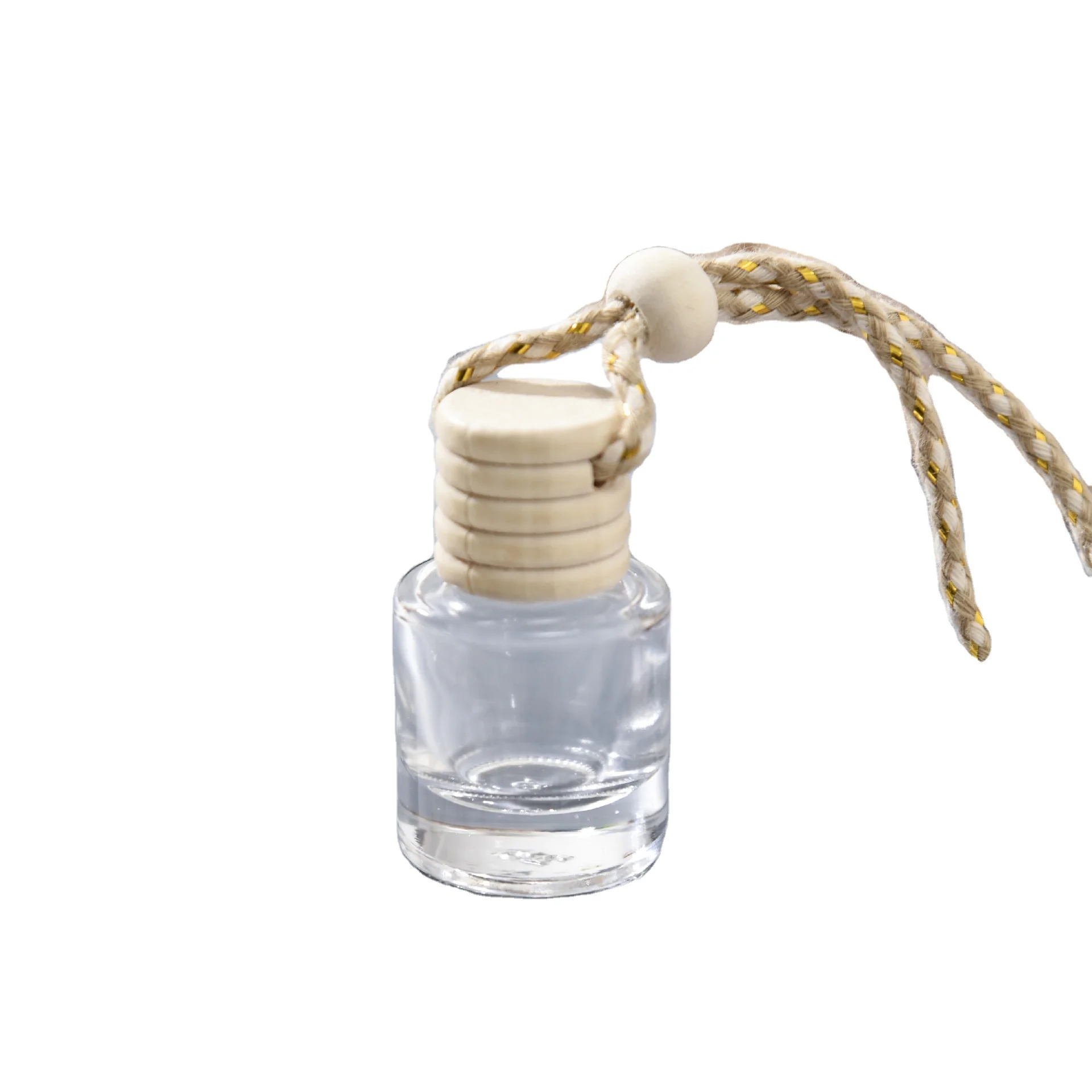 New square 5ml 6ml 7ml 8ml 10ml hanging car air freshener diffusion Bottle car perfume bottle with wooden cap
