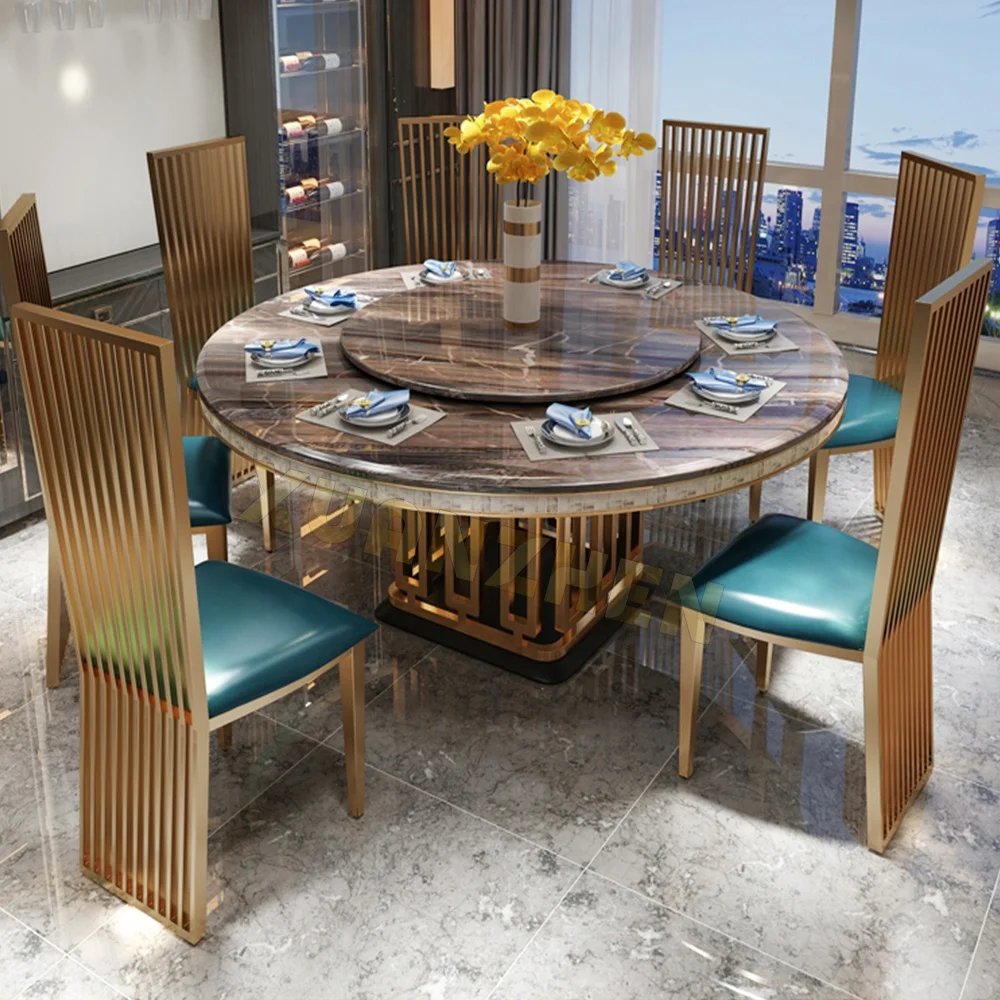 Dining room furniture new design restaurant dinning table round dining table set hotel black marble dining tables