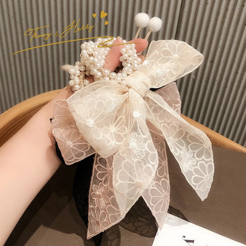 Tracy & Herry Korean Style Super Fairy Bow Hair Rope Fashion Temperament Ponytail Hair Ties Woman Rubber Bands Hair Accessories