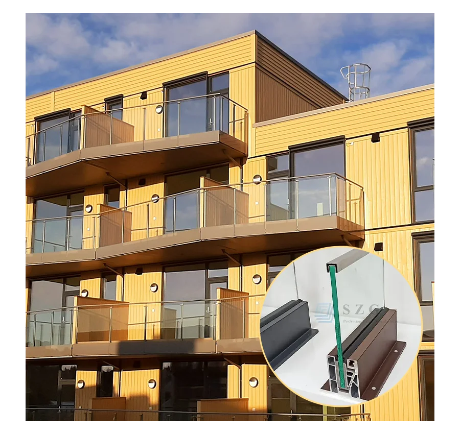 Modern beautiful balcony railing designs aluminium u channel for 10mm glass u channel fence post outdoor balcony railing system