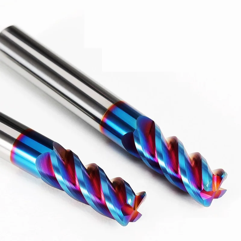 CNC carbide milling cutter HRC65 4F rainbow coating corner radius tungsten carbide end mill for steel