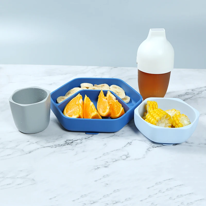 
China manufacturer BPA free silicone baby plate and cup baby dinner plate suction for baby 