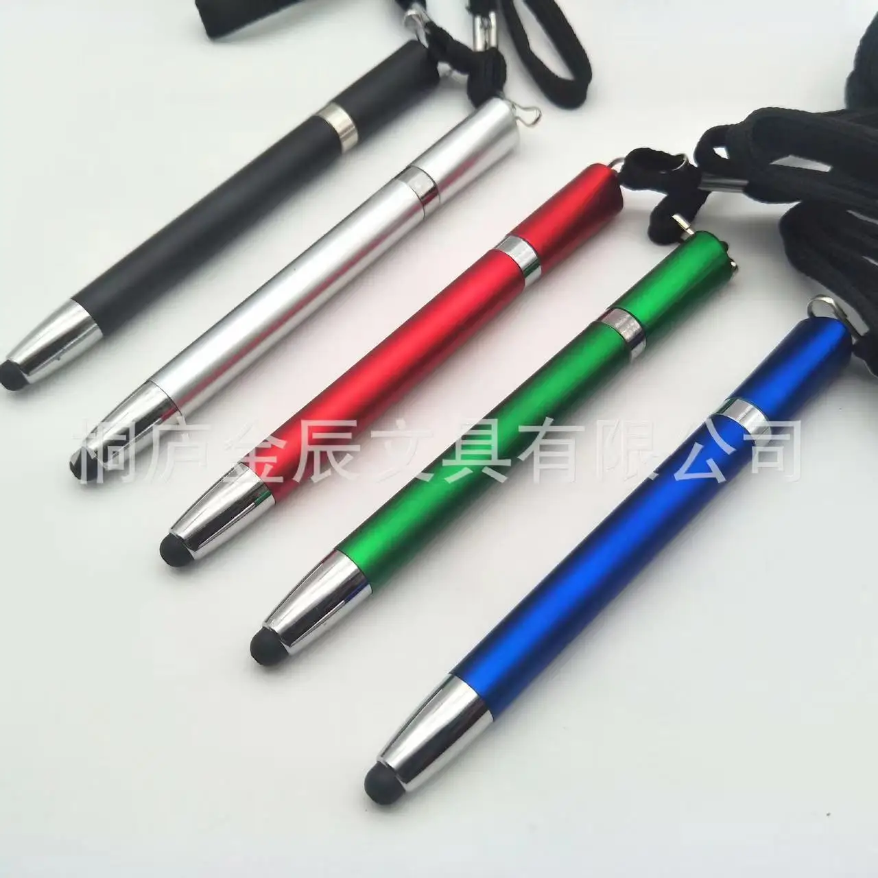 Promotional custom logo plastic stylus lanyard ball pen with touch screen