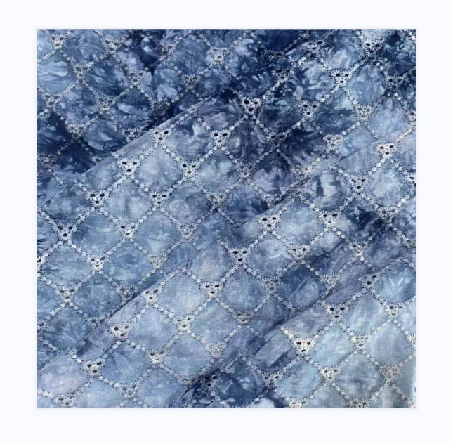 2021hot модная китайская фабрика темно-синяя ткань для вышивки одежды